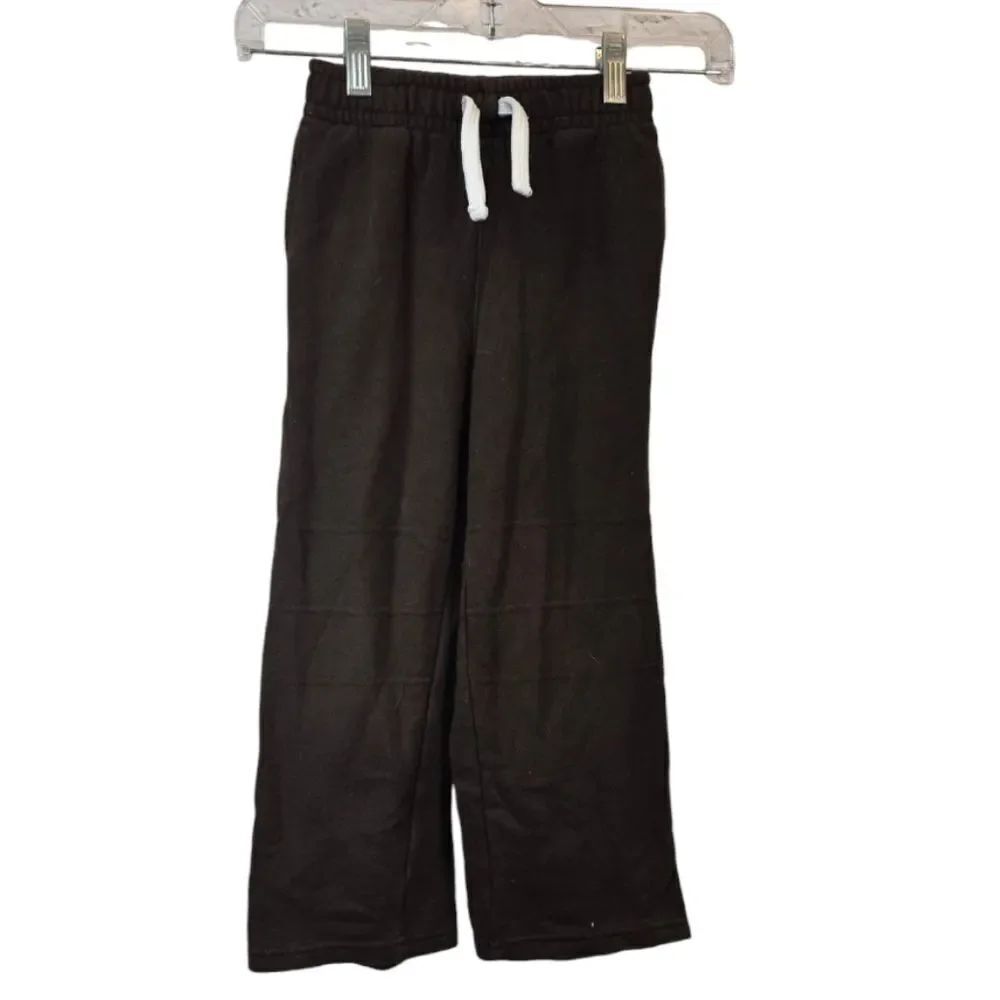 Little Boys Brown French Terry Sweatpants Casual Kids Bottoms Winter Cozy Pant